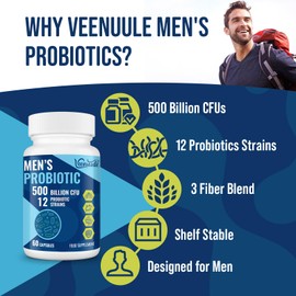 500 Billion CFU Probiotics for Men, 12 Diverse Strains Probiotics for Gut Health with Cranberry, Turmeric, Goji, for Digestive, Bloating & Immune Health, Shelf Stable (60 Count (Pack of 3))
