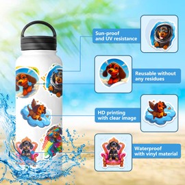 50pcs Dachshund Stickers for Water Bottle, Cute Dog Waterproof Vinyl Decal for Kids Teen Adult Girl Student Laptop Phone Scrapbook Skateboard Luggage Notebook Guitar (Dachshund)