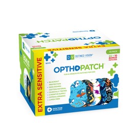 OPTHOPATCH Kids Eye Patches - Fun Boys Design - 60+10 Bonus Latex Free Hypoallergenic Cotton Extra Sensitive Adhesive Bandages for Amblyopia & Cross Eye-3 Reward Chart Posters by Defined Vision