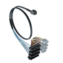H!Fiber.com Internal Mini SAS SFF-8643 to 4X SFF-8482 Cable, 12Gb/s Mini-SAS HD SFF-8643 to 29-Pin SAS SFF-8482, with IDE Molex 4Pin SATA Power, 1-Meter (1.64 ft)