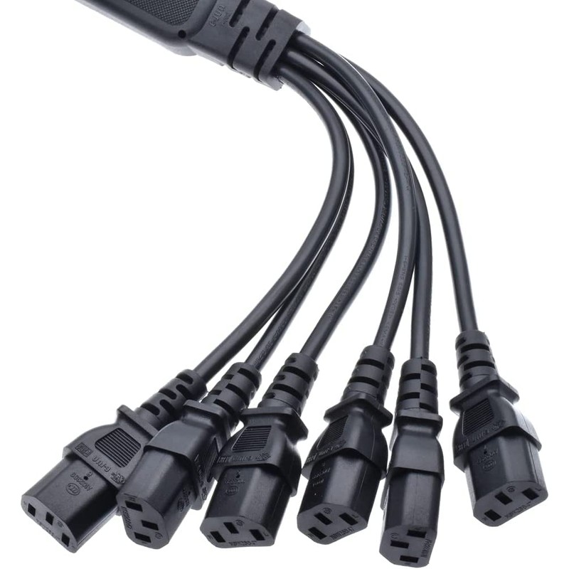 Tekit IEC 320 C14 Male Plug to 6XC13 Female Y