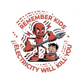 Retro Electrical Warning Stickers - 3pcs Remember Kids, Electricity Will Kill You Funny Vinyl Decals for Toolbox, Helmet, Laptop, Electrician Gift