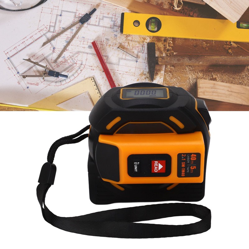 Laser Tape Measure High Accuracy ABS Housing Manganese Steel Digital