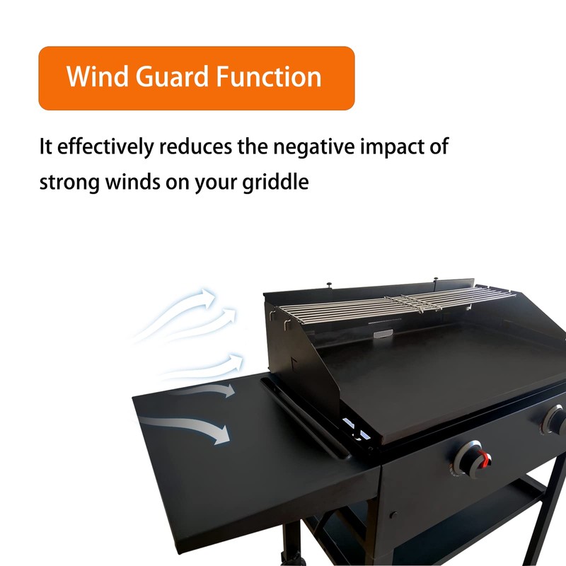 PHYESUVIN Universal Wind Screen/Guard and Griddle Warming Rack Set Fit