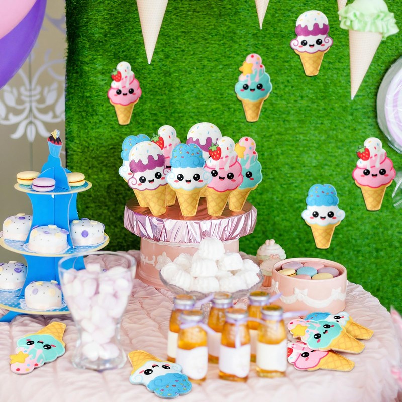 Gemscream 24 Pcs Plush Ice Cream Cones Toys, 4 Styles,