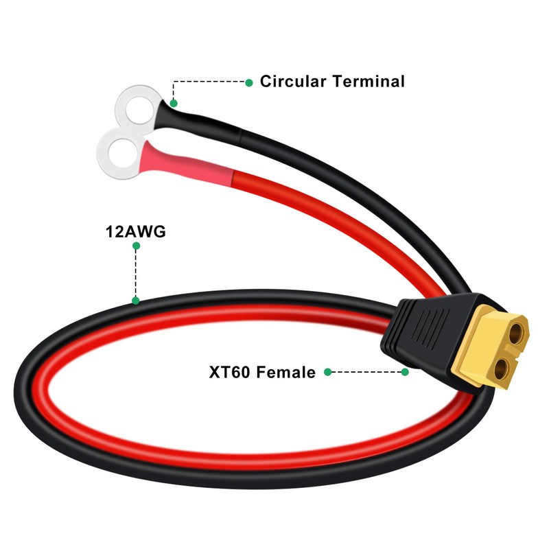 HuaLiSiJi XT60 to O Ring Terminal Cable 12AWG O Ring