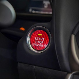 M.JVisun Ignition Switch Sticker, Carbon Fibre One-Button Start Button Cover, Trim, for Mazda