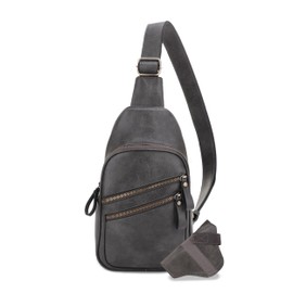 JESSIE & JAMES Jeannie Unisex Multi-Pocket Concealed Carry Sling Bag Crossbody Backpack Purse - Dark Grey