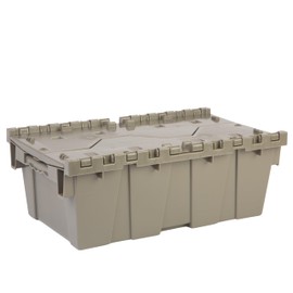 Hudson Exchange 19.6 x 11.6 x 7.3” (3.7 Gallon,1 Pack) Storage Tote Distribution Container with Hinged Attached Lid, Gray/Brown