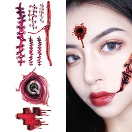 Wound Tattoo Stickers Halloween Makeup Costume Scar Tattoo Wound Tattoo Sticker_tatto_013 6ea