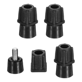 uxcell 4 Set Leveling Feet, M5x12x12mm Plastic Adjustable Furniture Leg Leveling Square Tube Insert Screw-in Glide Levelers for Table Chair Furniture, Black