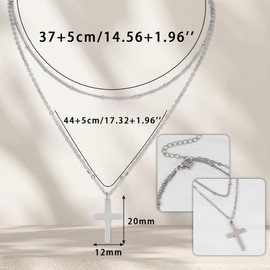 Eigso Men's Cross Necklaces Stainless Steel Chain Necklace for Men Women Gold Cuban Chains Necklaces, Stainless Steel, No Gemstone