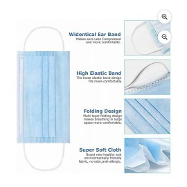 CP Shield Disposable Face Mask Earloop Mouth Cover 50 Pack, Blue, 3-Ply, USA Seller