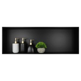 Bernkot Stainless Steel Shower Niche 36" X 12" Matte Black No Tile Needed Horizontal Niche Shower Recessed Wall Niches for Bathroom Storage Over Mount Installation