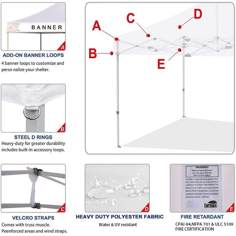 Eurmax USA Pop Up Canopy Replacement Canopy Tent Top Cover,