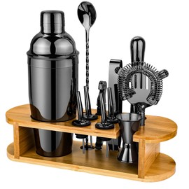 Bartender Kit with Stand, 12 Piece Cocktail Shaker Set Professional Drink Mixer Set with Bar Accessories, Christmas Birthday Gifts for Men Dad Women Cocktail Lovers