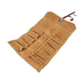 ieron Waxed Canvas Roll Bag - Hand Tool Organizer with 10 Compartments, Portable Storage Bag for Screwdrivers and Wrenches, Heavy Duty Tool Roll for Workshop