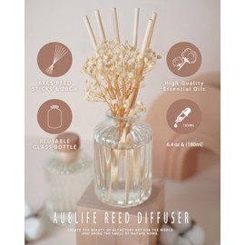 Auelife Reed Diffuser Set, 3 Pcak 6.4 oz Clean Linen Scented Diffuser with Sticks Preserved Real Flower Reed Diffuser Home Fragrance Essential Oil Reed Diffuser for Bathroom Shelf Decor