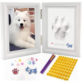 Journdream Paw Print Set, Dog and Cat, DIY Paw Print Set, 3D Wooden Picture Frame, Paw Print for Dogs or Cat Owners, Pet Pawprints Picture Frame (White)