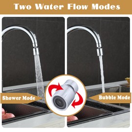 SNUTUYA Swivel faucet aerator（Heavy ）, Dual-function 2-Flow Sprayer Faucet Head, 360° large Angle Swivel kitchen sink aerator,kitchen 55/64 inch female thread faucet extender, Sink Aerator Chrome