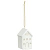 Set of 4 Small White Scandi Snow Ceramic Houses Baubles