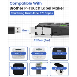 10Pack Compatible Brother P-Touch Label Maker Tape TZe 12mm 0.47 Laminated White TZ Black on White Refills and Compatible with Brother Label Maker PT-D210 D220 H110 1000 1280 D400 Cube, 1/2" x 26.2'