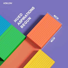 Colored Index Cards 3x5 Inch - 300 Count Ruled Flash Cards for Studing