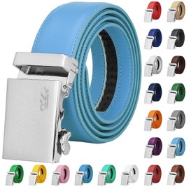Falari Men Unisex Genuine Leather Ratchet Dress Belt Automatic Sliding Buckle - 20 Variety Colors - Trim to Fit