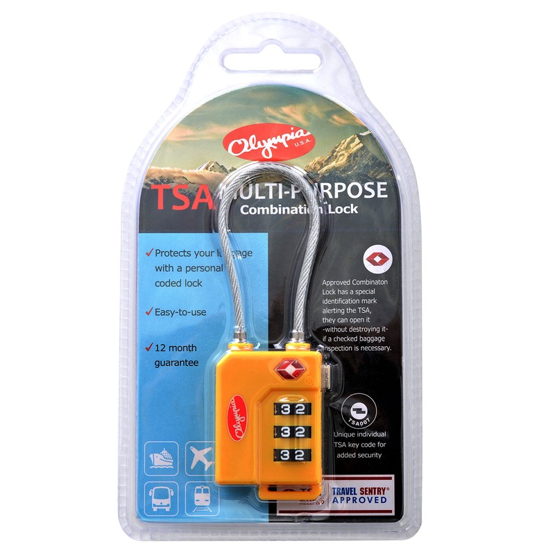 Olympia U.S.A. TSA Cable Combination Lock YE, Yellow, One Size