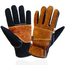 OLSON DEEPAK Leather Work Gloves for Men&Women, Thornproof Glove for Gardening, Tig/Mig Welding, Construction, Chainsaw, Farm, Cowhide, Cotton Lined, Utility, Firm Grip, Durable (BROWN, XL)