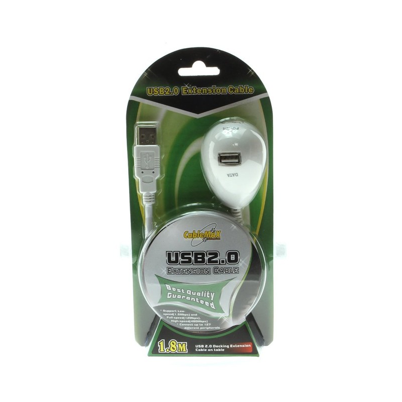 Cablemax 6ft. USB 2.0 Docking Extension Cable PC and Mac