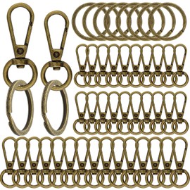 100PCS Swivel Clasps Lanyard Snap Hooks with Key Rings, Keychain Hook, 50 Pcs Large and Small Swivel Hooks with 50 Key Rings for DIY Crafts, Lanyard Making(Bronze)