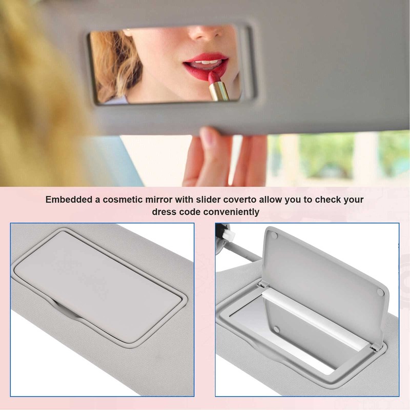 Nakuuly Left Driver Side Sun Visor Gray with Light, Without