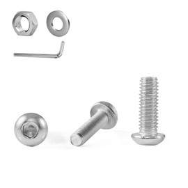 GOHODOMINO M8×25mm Button Head Socket Cap Bolts Screws, Nuts, Flat Washers, 20Pcs, 304 Stainless Steel 18-8, Fully Threaded, with Hex Spanner
