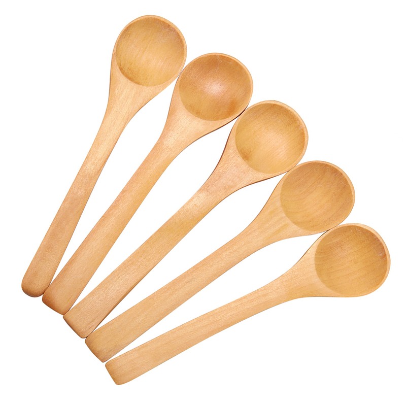 30pcs Mini Natural Wooden Children Spoon Kitchen Condiment Tool