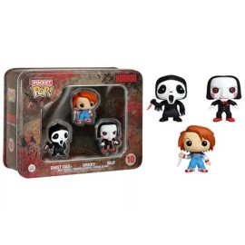 Funko Pocket POP! HORROR Chucky, Ghost Face, & Billy figures with Tin # 10