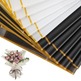 20 Sheets of Flower Paper, Bouquet Paper, Black and White Bouquet Paper, Flower Wrapping Paper, Waterproof Bouquet Gift Paper, Bouquet Paper for DIY, Crafts, 55 x 55 cm