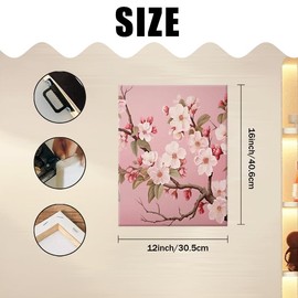 Modern Wall Art 12"X16" Painting Artwork Framed for Living Room Bedroom Bathroom Office Home Decor, Cherry Blossom Branches in Full Bloom Pictures on Canvas Art Painting
