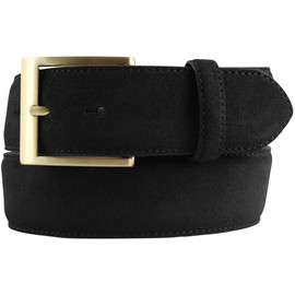 BELTINGER Suede Leather Jeans Belt with Golden Buckle 4 cm | Suede Leather Belt 40 mm | Men's Belt Suede Belt 4 cm, Black, Gold