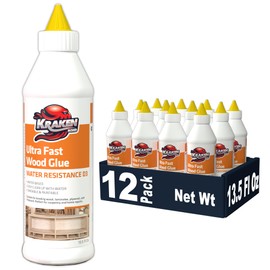Kraken Bond D3 White Super Wood Glue - (12x13.5 fl.oz) PVA Heavy Duty Wood Glue for Repair, Woodworking, Furniture Assembly & Creative Crafts - Clear Drying Water Based Carpenter Glue - 12 Pack