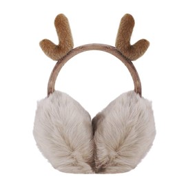 TINAYAUE Adjustable Winter Warm Earmuffs for Girls Women Flexible Headband Ear Warmer Cute Christmas Antlers Earmuff Outdoor Indoor Faux Rabbit Fur Ear Covers for Kids Adults Furry Ear Muffs