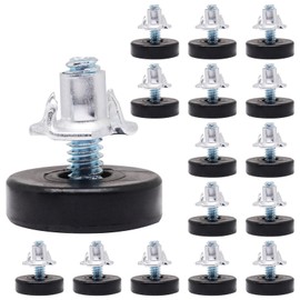 ZHMEINA Furniture Levelers, 1/4" Leveling Feet, 16 PCS Adjustable Furniture Feet Threaded Screw in, Feet Screw in Threaded with T-Nuts, for Table, Cabinets, Chairs, Stool Legs (1/4"-20)