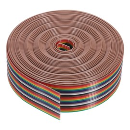 MECCANIXITY 1 Pcs 25 Pin Flat Rainbow Ribbon Cable 30 Ft 1.27mm Pitch Breadboard Jumper Wires for Electronic Projects