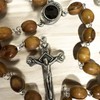 FROM THE HOLY LAND Olive Wood Rosary Necklace, Crafted in