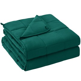 yescool Weighted Blanket for Adults (17 lbs, 48" x 72", Dark Green) Cooling Heavy Blanket for Sleeping Perfect for 160-180 lbs, Twin Size Breathable Blanket with Premium Glass Bead, Machine Washable