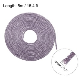 MECCANIXITY 4mm x 5m Shoe Laces Hoodie String Glitter Cords Rhinestone Tube Rope Bling Crystal String Rope for DIY Sneakers Sweaters Sweatpants Decoration Purple with Aglets