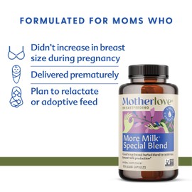 Motherlove Motherlove More Milk Special Blend Vegan Capsules (120 caps) Herbal Lactation Supplement w/ Goat's Rue to Build Mammary Tissue & Enhance Breast Milk Supply for Nursing & Pumping MomsOrganic Herbs, Non-GMO