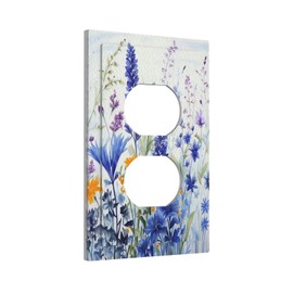 Wpshijia Decorative Outlet Covers Lavender Watercolor Wildflowers Colorful floral 1 Gang Duplex Light Switch Cover Plate Electrical Switch plates Wall Plates Receptacle Covers for Bathroom Bedroom