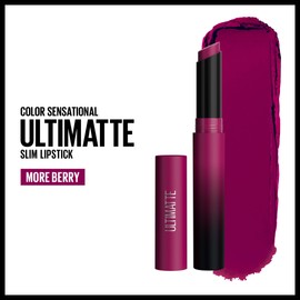 Maybelline Color Sensational Ultimatte Matte Lipstick, Non-Drying, Intense Color Pigment, More Berry, Warm Berry Purple, 1 Count