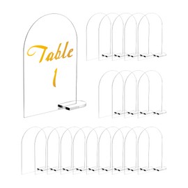 QWORK® Pack of 20 Acrylic Table Numbers for Wedding, Reception, Acrylic Glass Stand, Wedding, Birthday, Party Decoration - 10 x 15 cm